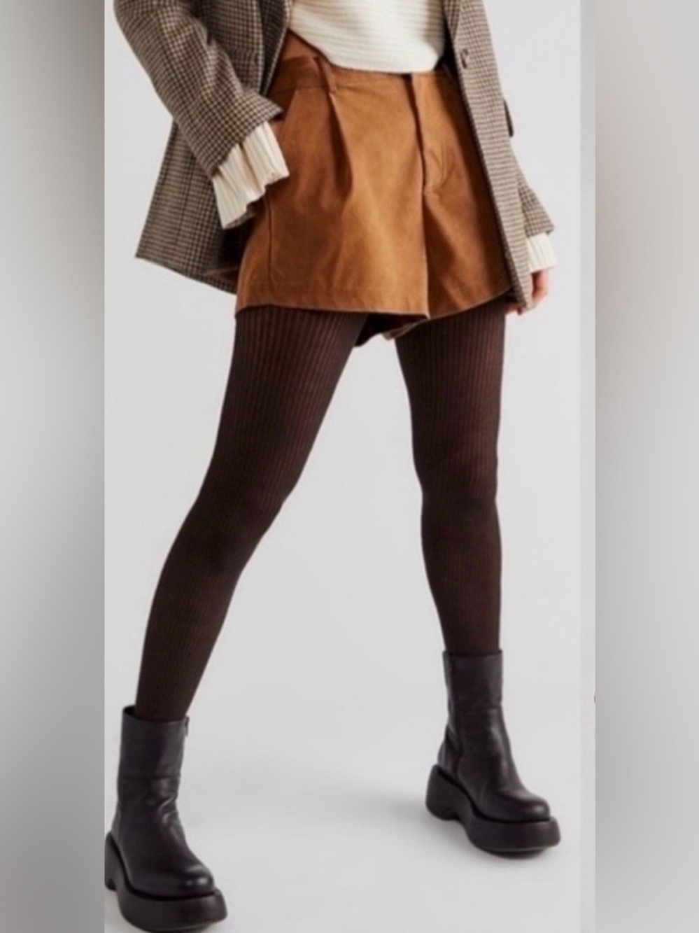 Free People Roma Vegan Suede Shorts Brown High Rise XS